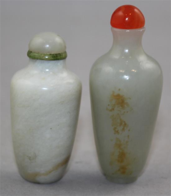 Two Chinese jade baluster snuff bottles, 1760-1900, Richards no.s 114 and 364